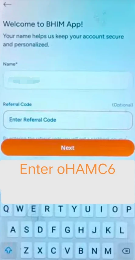 Enter Bhim referral link